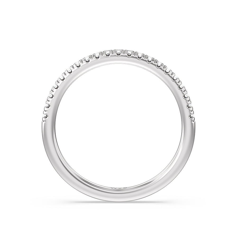 Three Stone Kite Gallery Classic Diamond Wedding Band with Platinum Cut Diamond in 14KT Platinum view 2
