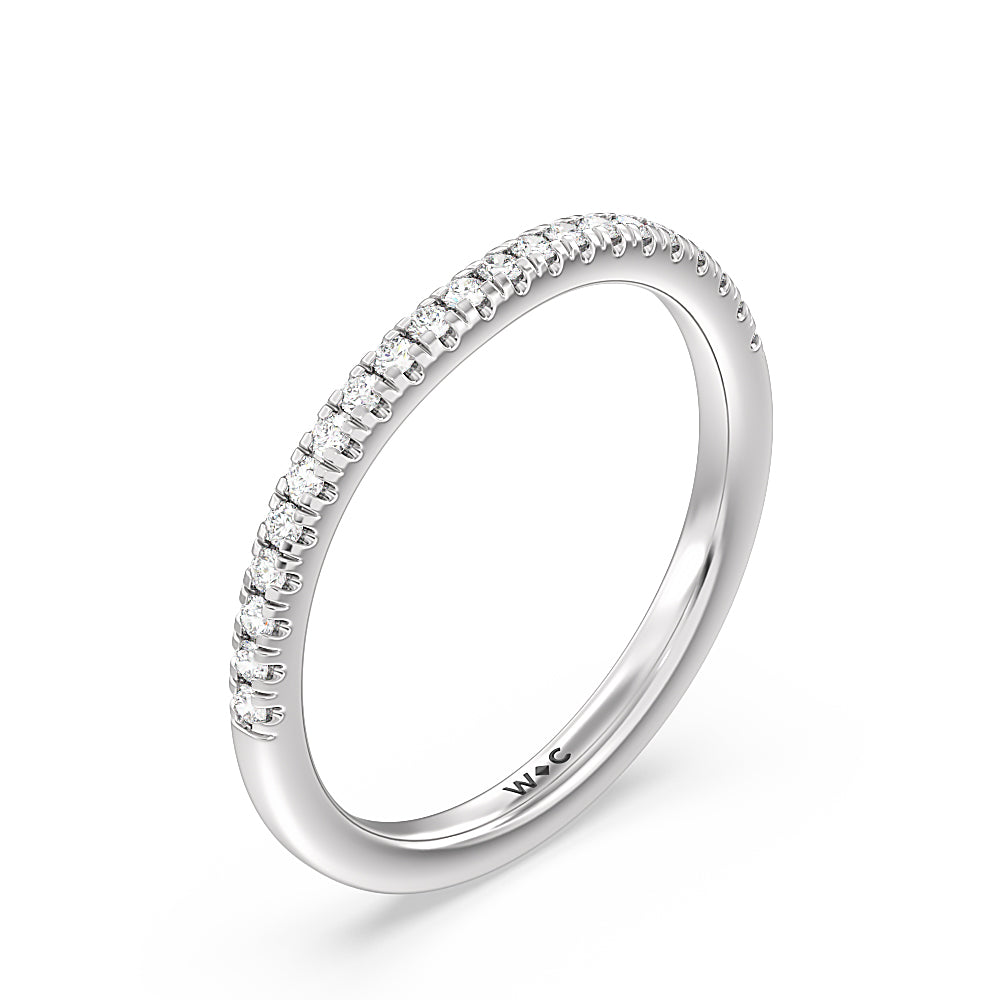 Three Stone Kite Gallery Classic Diamond Wedding Band with Platinum Cut Diamond in 14KT Platinum view 4
