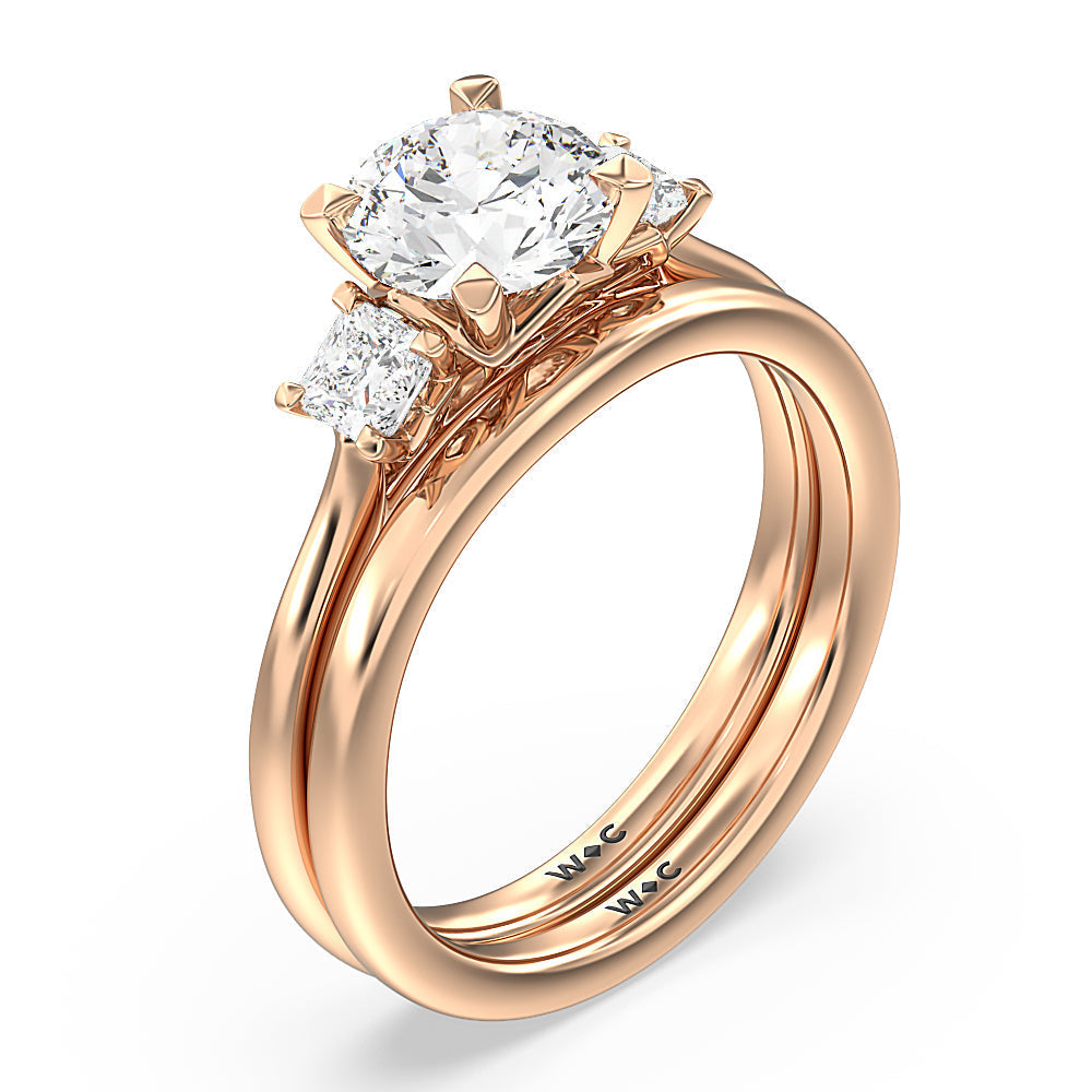 Three Stone Kite Gallery Classic Wedding Band with 18KT Rose Gold Cut Diamond in 14KT Rose Gold view 3
