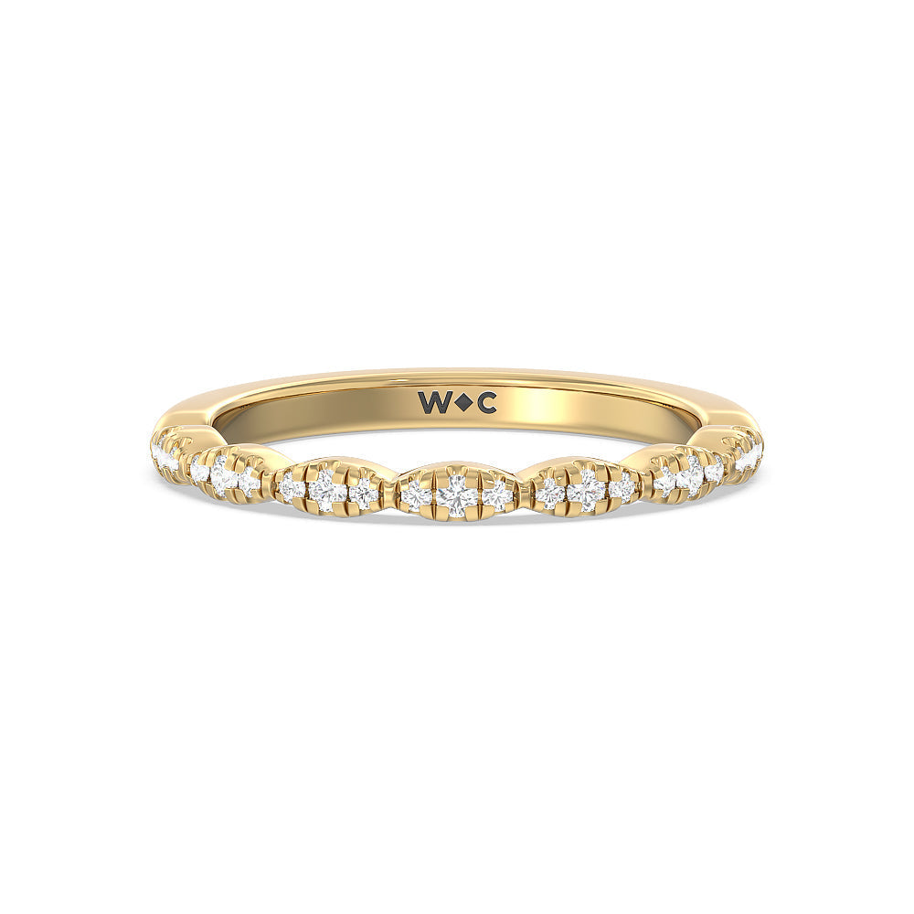Modern East West Hidden Halo Solitaire Diamond Wedding Band with 18KT Yellow Gold Cut Diamond in 14KT Yellow Gold view 1
