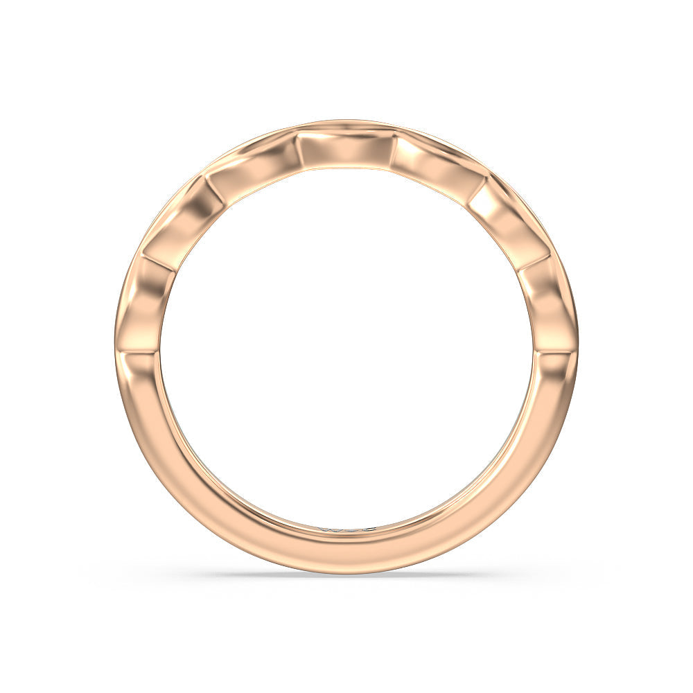 Modern East West Hidden Halo Solitaire Wedding Band with 18KT Rose Gold Cut Diamond in 14KT Rose Gold view 2
