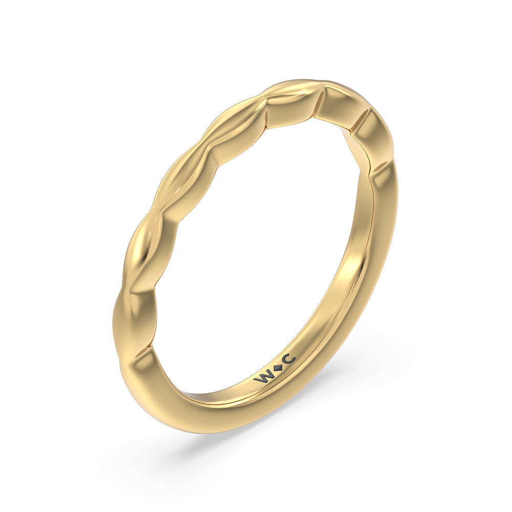 Modern East West Hidden Halo Solitaire Wedding Band with 18KT Yellow Gold Cut Diamond in 14KT Yellow Gold view 4
