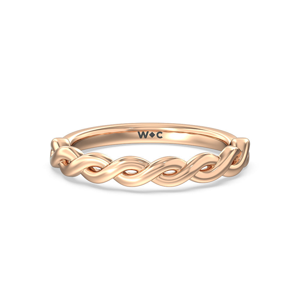 Twist Studded Hidden Accent Solitaire Wedding Band with 18KT Rose Gold Cut Diamond in 14KT Rose Gold view 1
