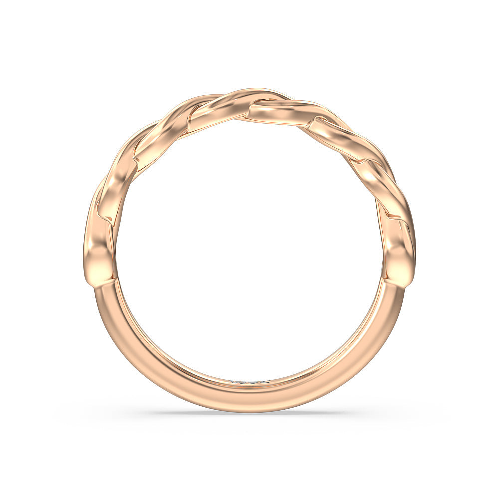Twist Studded Hidden Accent Solitaire Wedding Band with 18KT Rose Gold Cut Diamond in 14KT Rose Gold view 2
