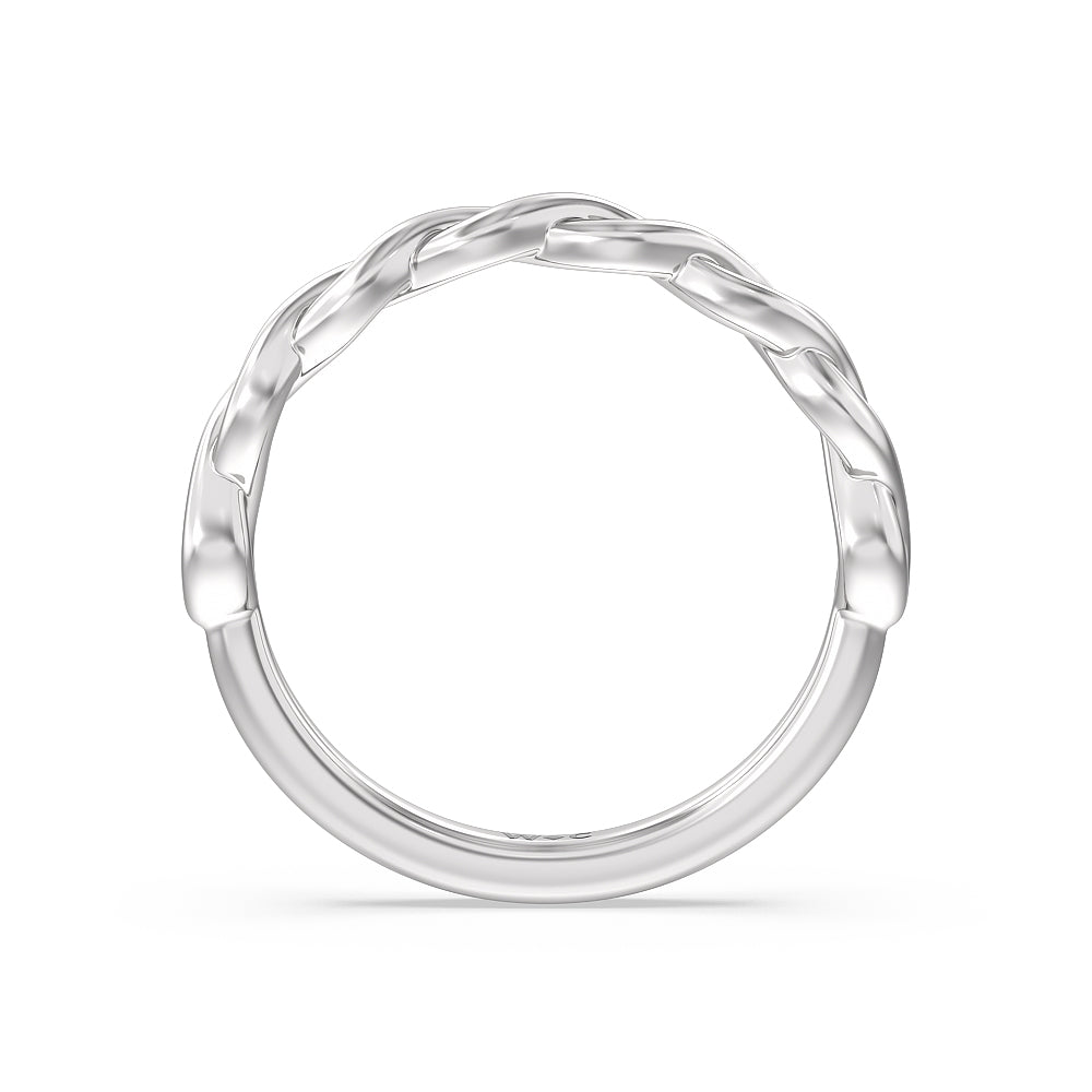 Twist Studded Hidden Accent Solitaire Wedding Band with Platinum Cut Diamond in 14KT Platinum view 2
