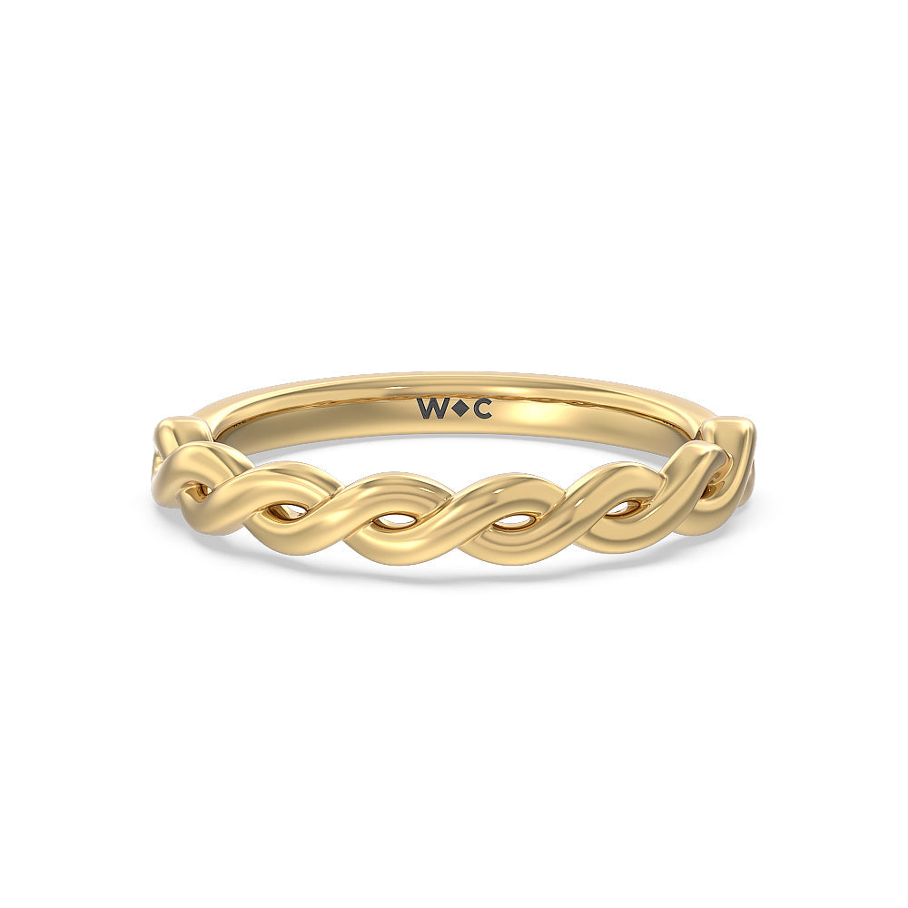 Twist Studded Hidden Accent Solitaire Wedding Band with 18KT Yellow Gold Cut Diamond in 14KT Yellow Gold view 1
