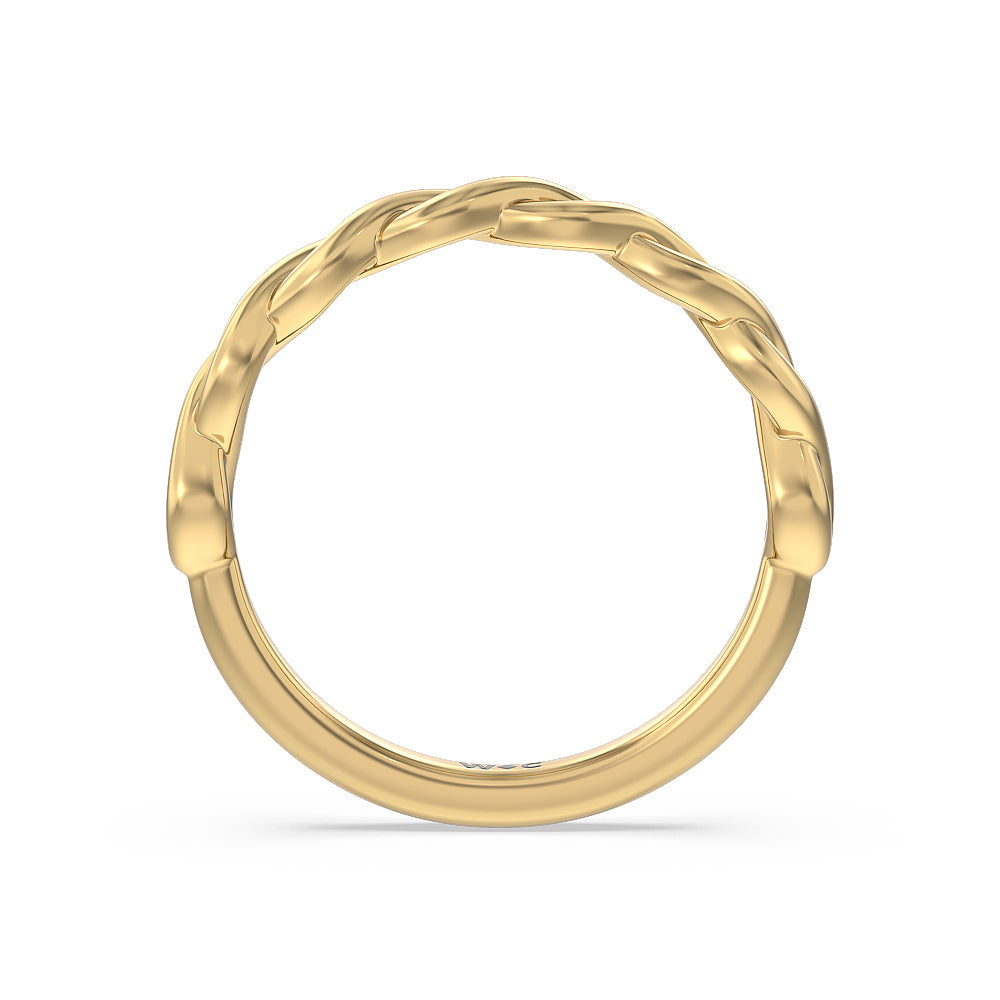 Twist Studded Hidden Accent Solitaire Wedding Band with 18KT Yellow Gold Cut Diamond in 14KT Yellow Gold view 2
