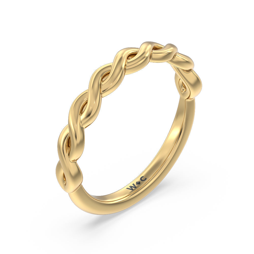Twist Studded Hidden Accent Solitaire Wedding Band with 18KT Yellow Gold Cut Diamond in 14KT Yellow Gold view 4

