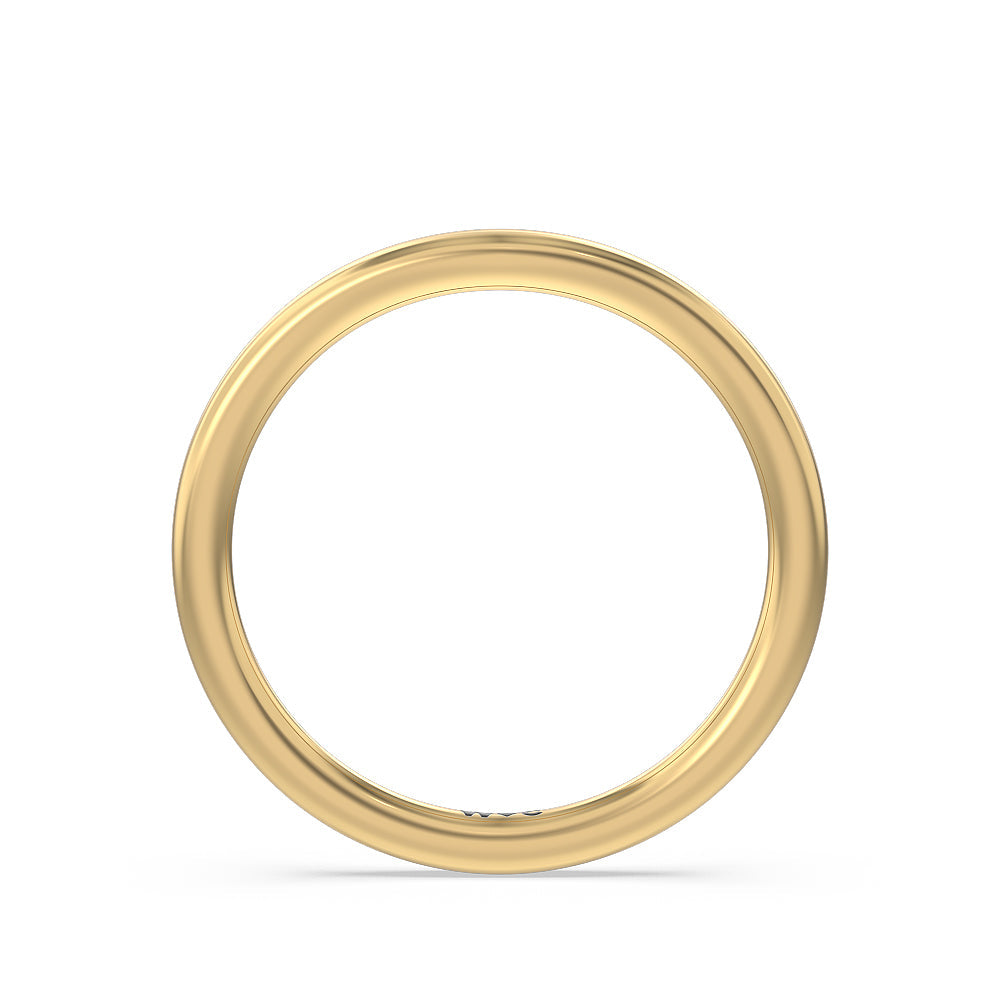 Three Stone Hidden Accent Bridge Classic Wedding Band with 18KT Yellow Gold Cut Diamond in 14KT Yellow Gold view 2
