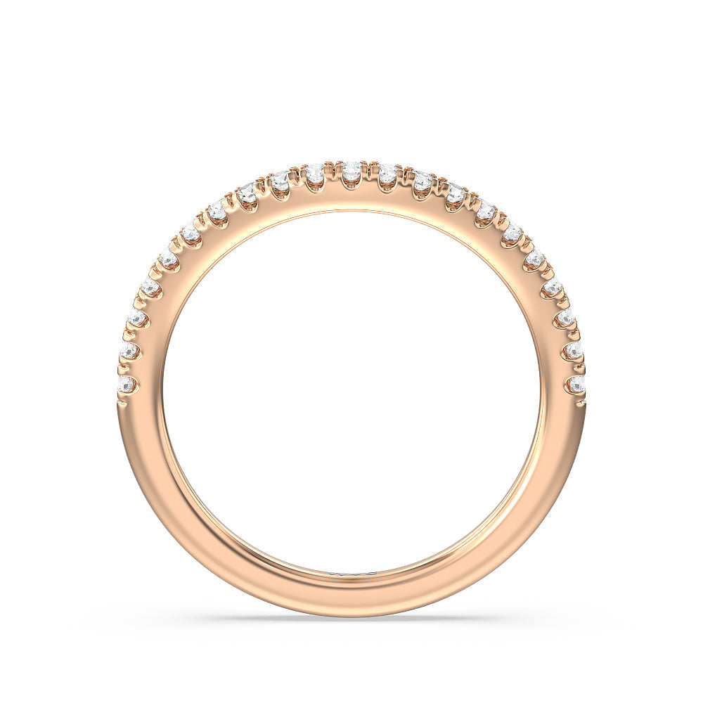 Trellis Side Stone Solitaire Diamond Wedding Band with 18KT Rose Gold Cut Diamond in 14KT Rose Gold view 2
