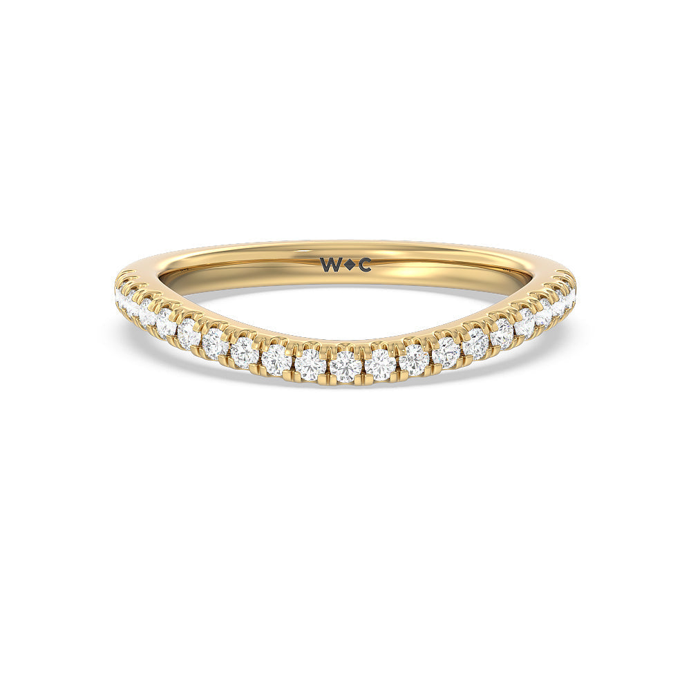 Trellis Side Stone Solitaire Diamond Wedding Band with 18KT Yellow Gold Cut Diamond in 14KT Yellow Gold view 1
