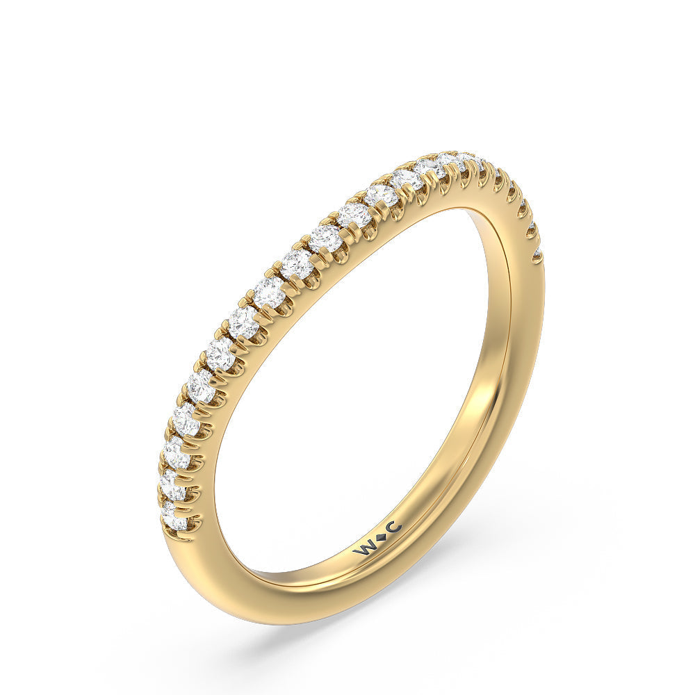 Trellis Side Stone Solitaire Diamond Wedding Band with 18KT Yellow Gold Cut Diamond in 14KT Yellow Gold view 4
