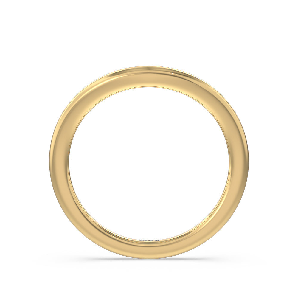 Trellis Side Stone Solitaire Wedding Band with 18KT Yellow Gold Cut Diamond in 14KT Yellow Gold view 2
