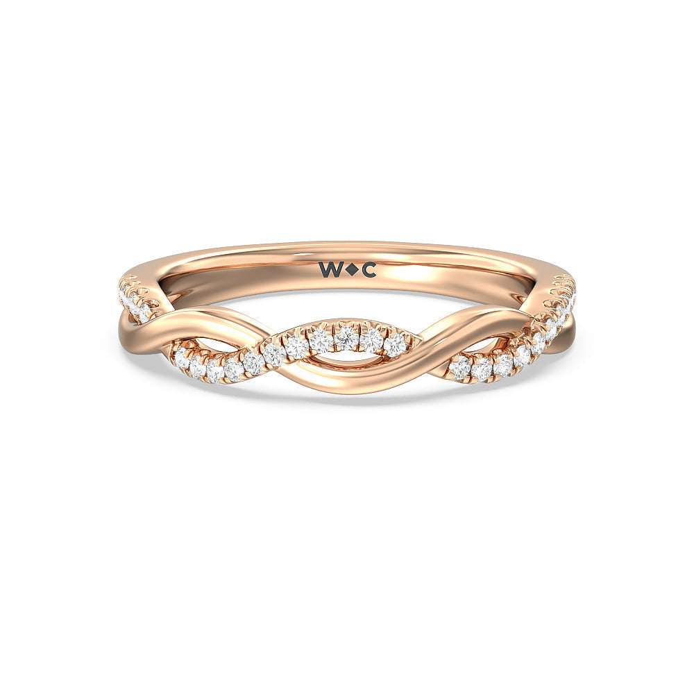 Twisted Vine Accent Solitaire Diamond Wedding Band with 18KT Rose Gold Cut Diamond in 14KT Rose Gold view 1
