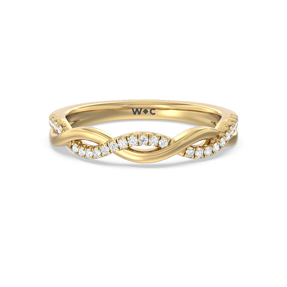 Twisted Vine Accent Solitaire Diamond Wedding Band with 18KT Yellow Gold Cut Diamond in 14KT Yellow Gold view 1
