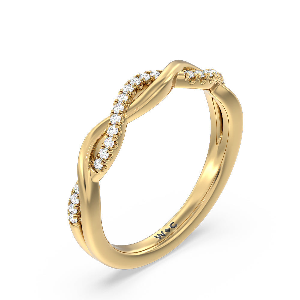 Twisted Vine Accent Solitaire Diamond Wedding Band with 18KT Yellow Gold Cut Diamond in 14KT Yellow Gold view 4
