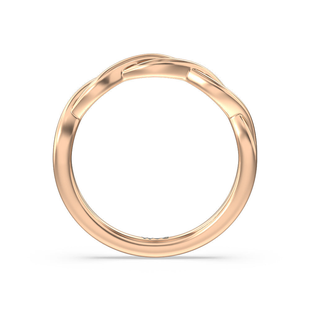 Twisted Vine Accent Solitaire Wedding Band with 18KT Rose Gold Cut Diamond in 14KT Rose Gold view 2

