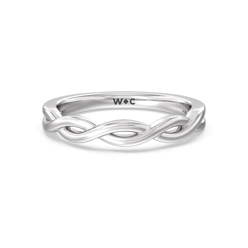 Twisted Vine Accent Solitaire Wedding Band with Platinum Cut Diamond in 14KT Platinum view 1
