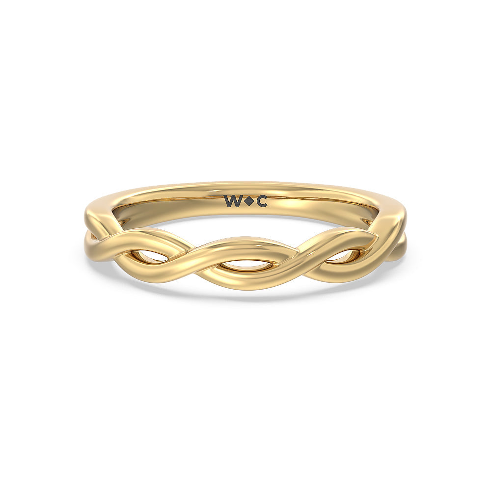 Twisted Vine Accent Solitaire Wedding Band with 18KT Yellow Gold Cut Diamond in 14KT Yellow Gold view 1
