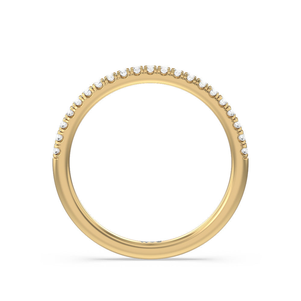 Seamless Diamond Shank Halo Solitaire Diamond Wedding Band with 18KT Yellow Gold Cut Diamond in 14KT Yellow Gold view 2

