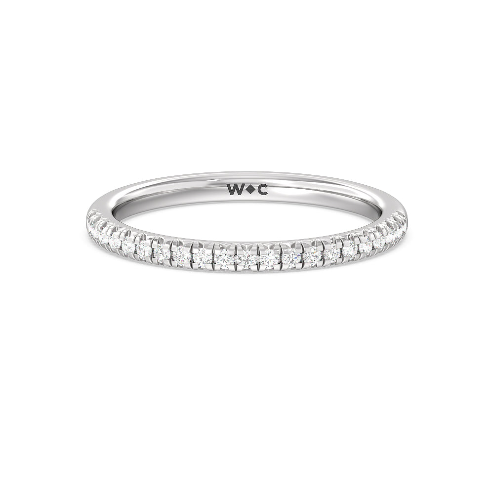 Seamless Plain Shank Halo Solitaire Diamond Wedding Band with Platinum Cut Diamond in 14KT Platinum view 1
