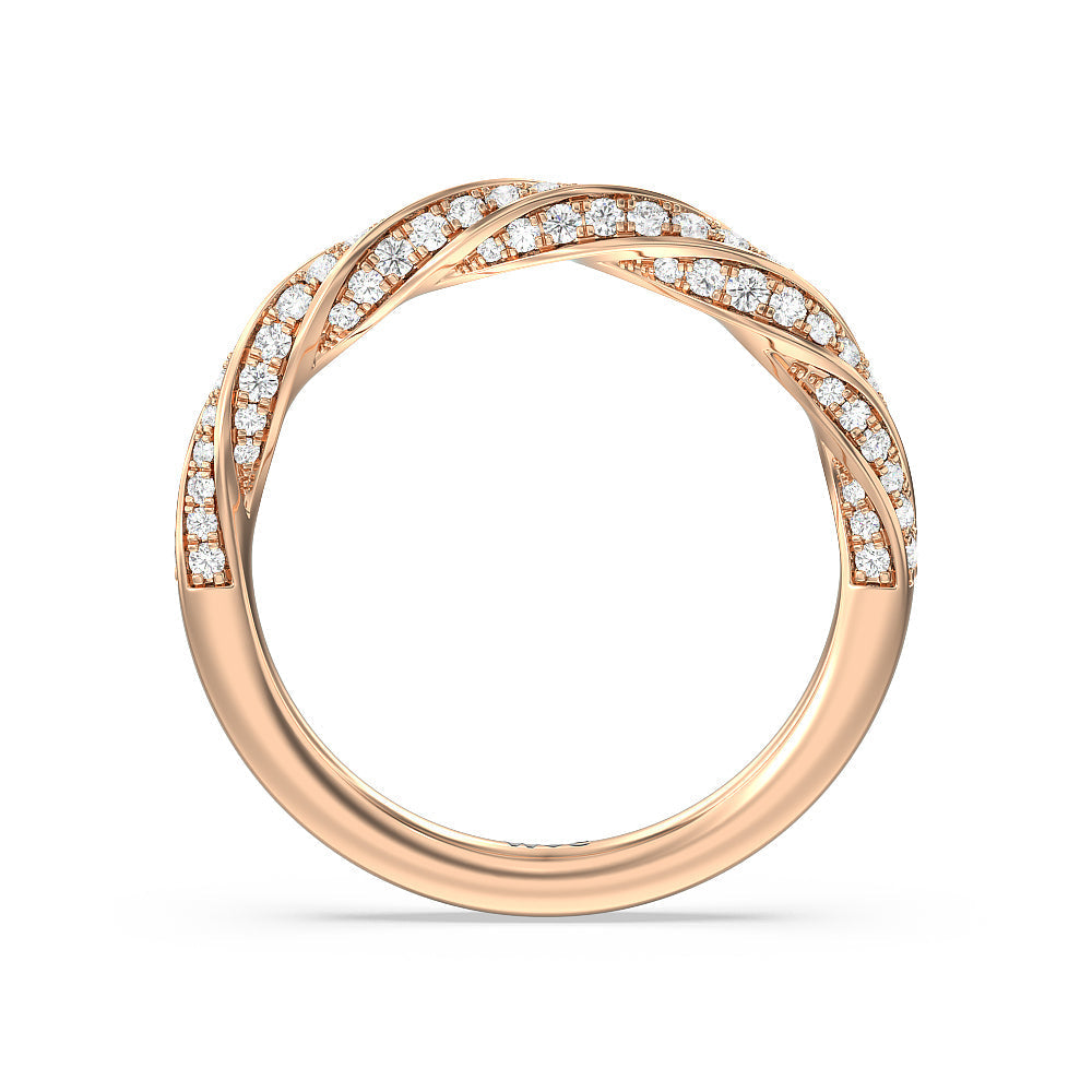 Twisted Rope Hidden Halo Solitaire Diamond Wedding Band with 18KT Rose Gold Cut Diamond in 14KT Rose Gold view 2

