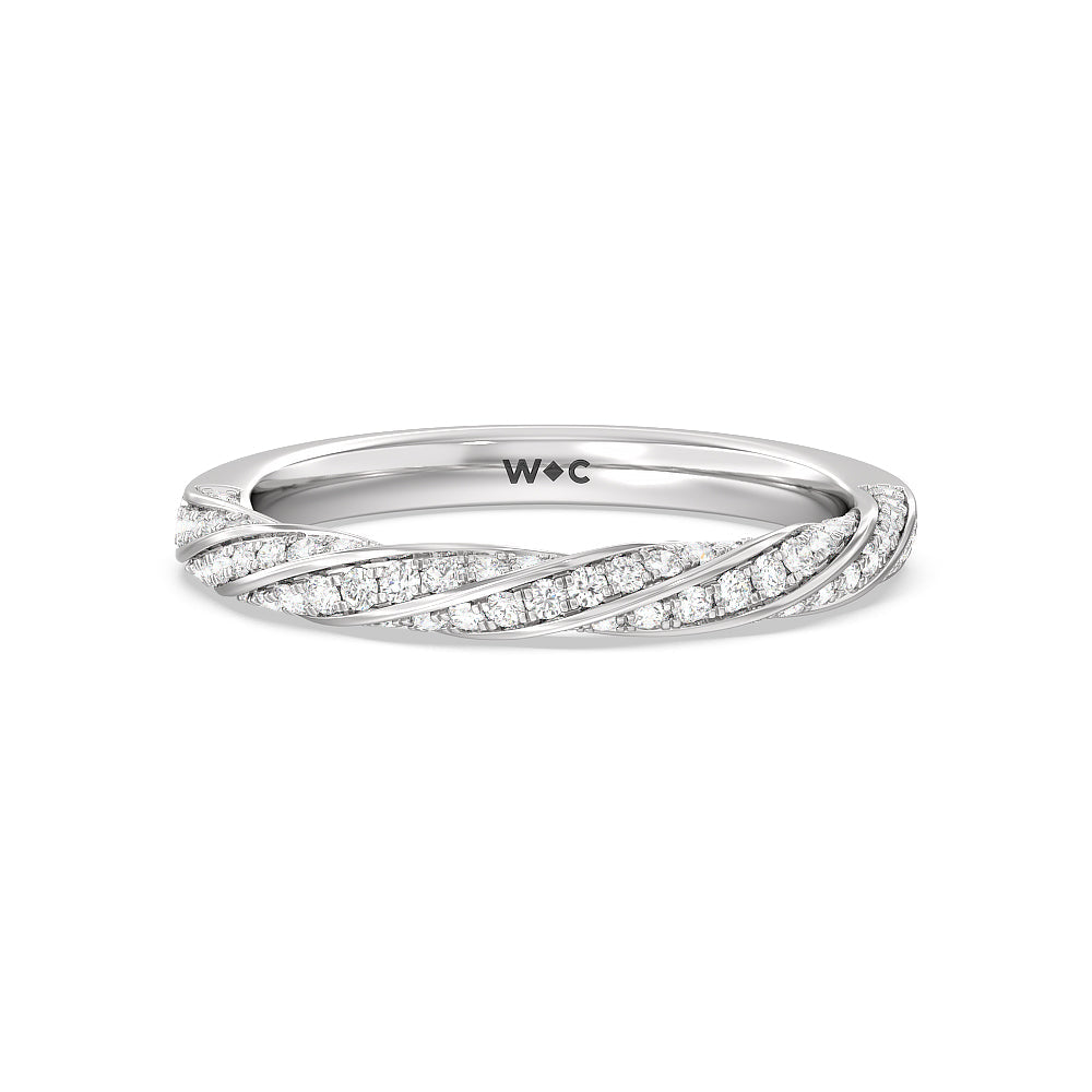 Twisted Rope Hidden Halo Solitaire Diamond Wedding Band with Platinum Cut Diamond in 14KT Platinum view 1
