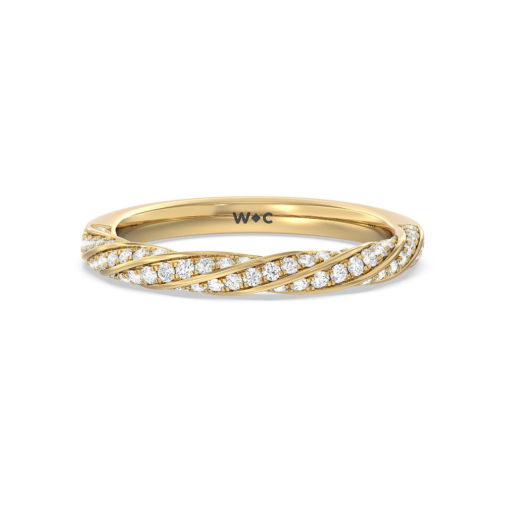 Twisted Rope Hidden Halo Solitaire Diamond Wedding Band with 18KT Yellow Gold Cut Diamond in 14KT Yellow Gold view 1
