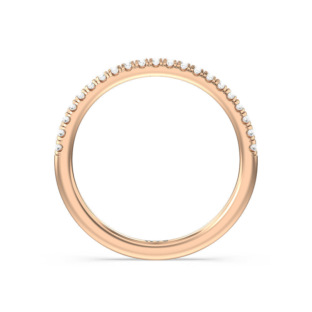 Channel Set Hidden Halo Solitaire Diamond Wedding Band with 18KT Rose Gold Cut Diamond in 14KT Rose Gold view 2

