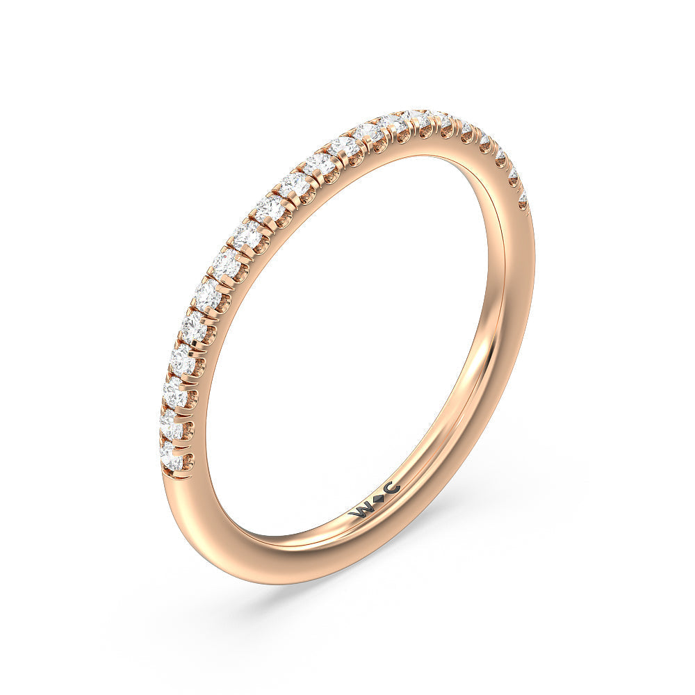 Channel Set Hidden Halo Solitaire Diamond Wedding Band with 18KT Rose Gold Cut Diamond in 14KT Rose Gold view 4
