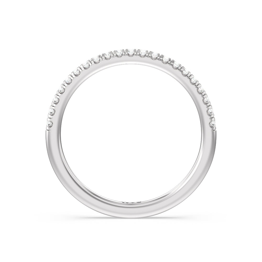 Channel Set Hidden Halo Solitaire Diamond Wedding Band with Platinum Cut Diamond in 14KT Platinum view 2

