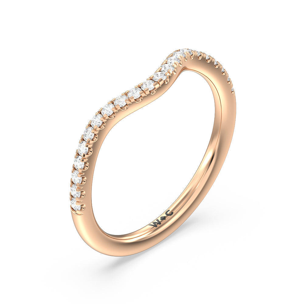 Criss Cross Shank Halo Solitaire Diamond Wedding Band with 18KT Rose Gold Cut Diamond in 14KT Rose Gold view 4
