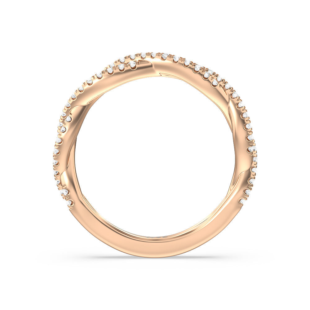 Twisted Shank Hidden Halo Solitaire Diamond Wedding Band with 18KT Rose Gold Cut Diamond in 14KT Rose Gold view 2
