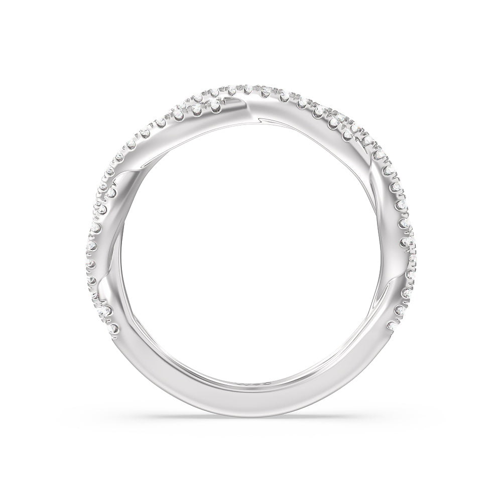Twisted Shank Hidden Halo Solitaire Diamond Wedding Band (E+ VS+) with Platinum Cut Diamond in 14KT Platinum view 2
