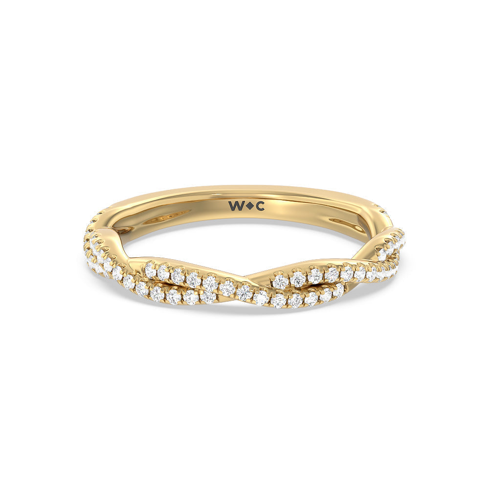 Twisted Shank Hidden Halo Solitaire Diamond Wedding Band (E+ VS+) with 18KT Yellow Gold Cut Diamond in 14KT Yellow Gold view 1
