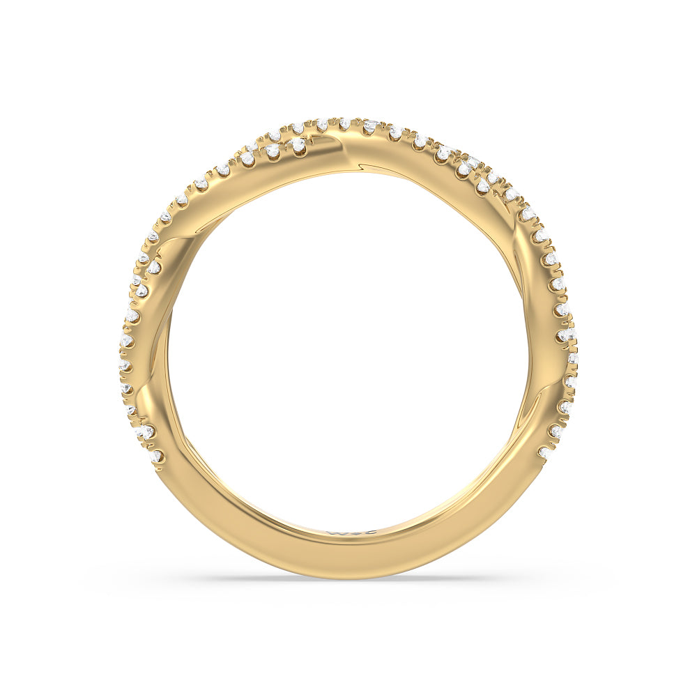 Twisted Shank Hidden Halo Solitaire Diamond Wedding Band (E+ VS+) with 18KT Yellow Gold Cut Diamond in 14KT Yellow Gold view 2
