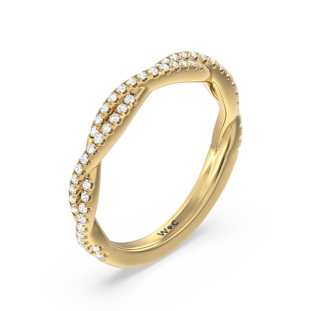 Twisted Shank Hidden Halo Solitaire Diamond Wedding Band with 18KT Yellow Gold Cut Diamond in 14KT Yellow Gold view 4

