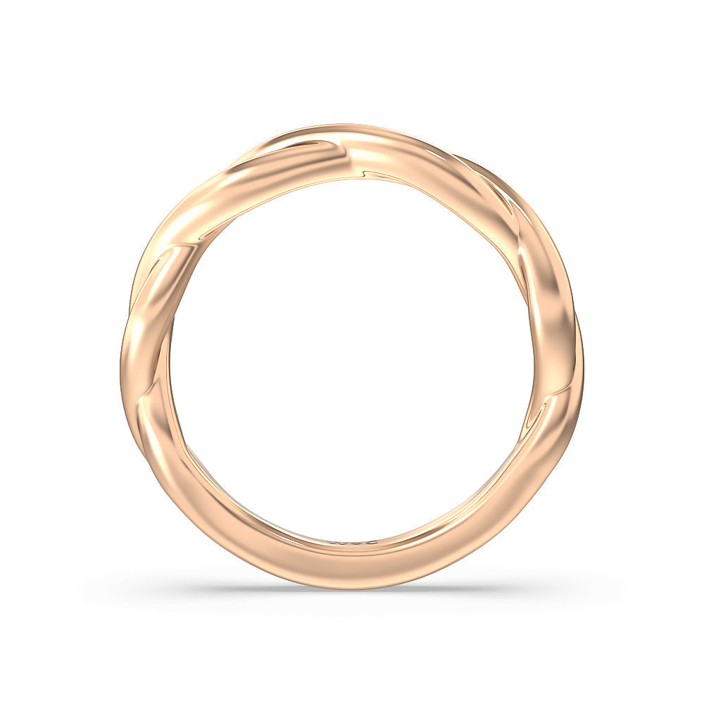 Twisted Shank Hidden Halo Solitaire Wedding Band with 18KT Rose Gold Cut Diamond in 14KT Rose Gold view 2
