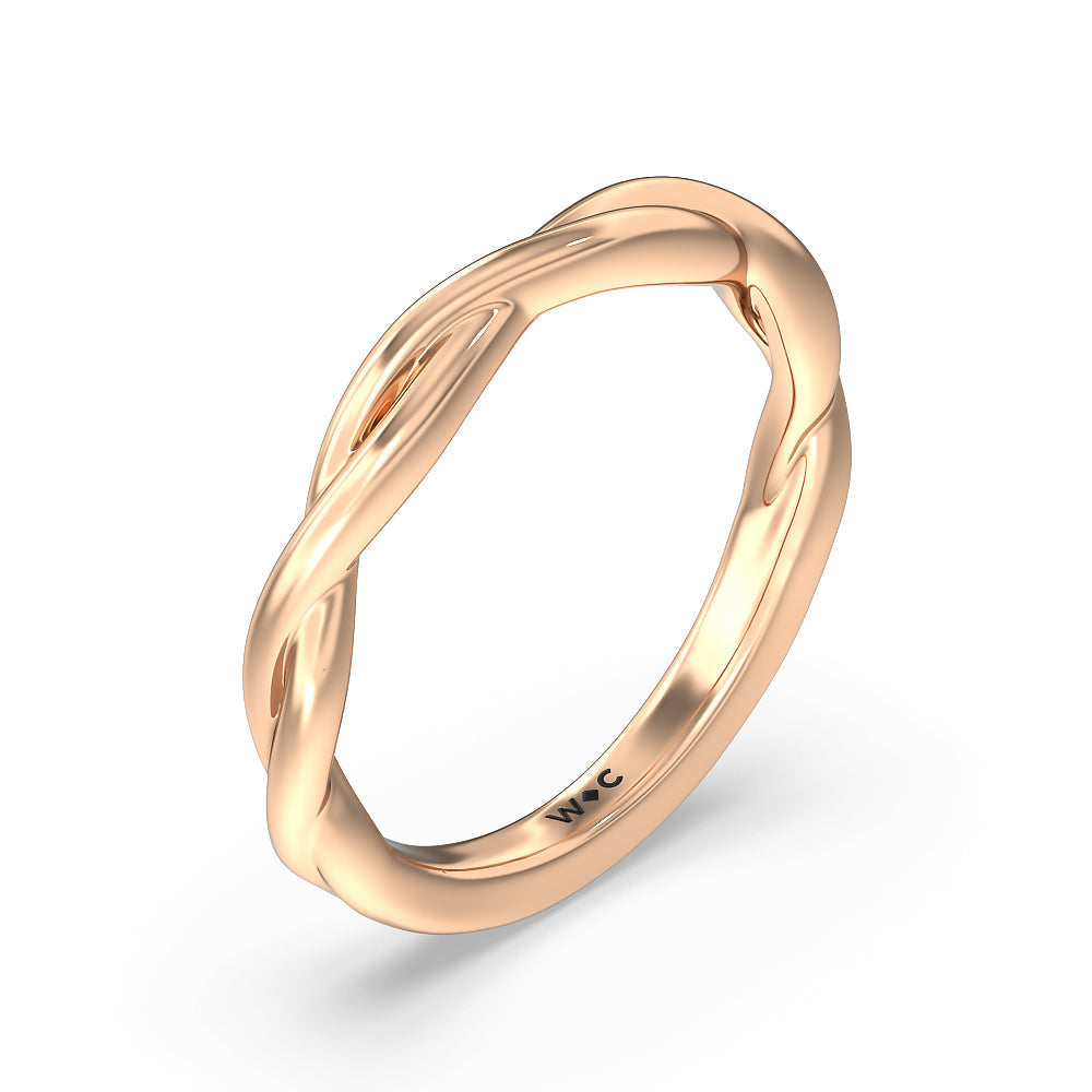 Twisted Shank Hidden Halo Solitaire Wedding Band with 18KT Rose Gold Cut Diamond in 14KT Rose Gold view 4
