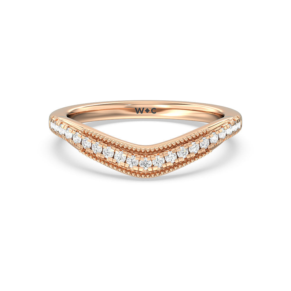 Crowning Glory Four Prong Solitaire Diamond Wedding Band with 18KT Rose Gold Cut Diamond in 14KT Rose Gold view 1
