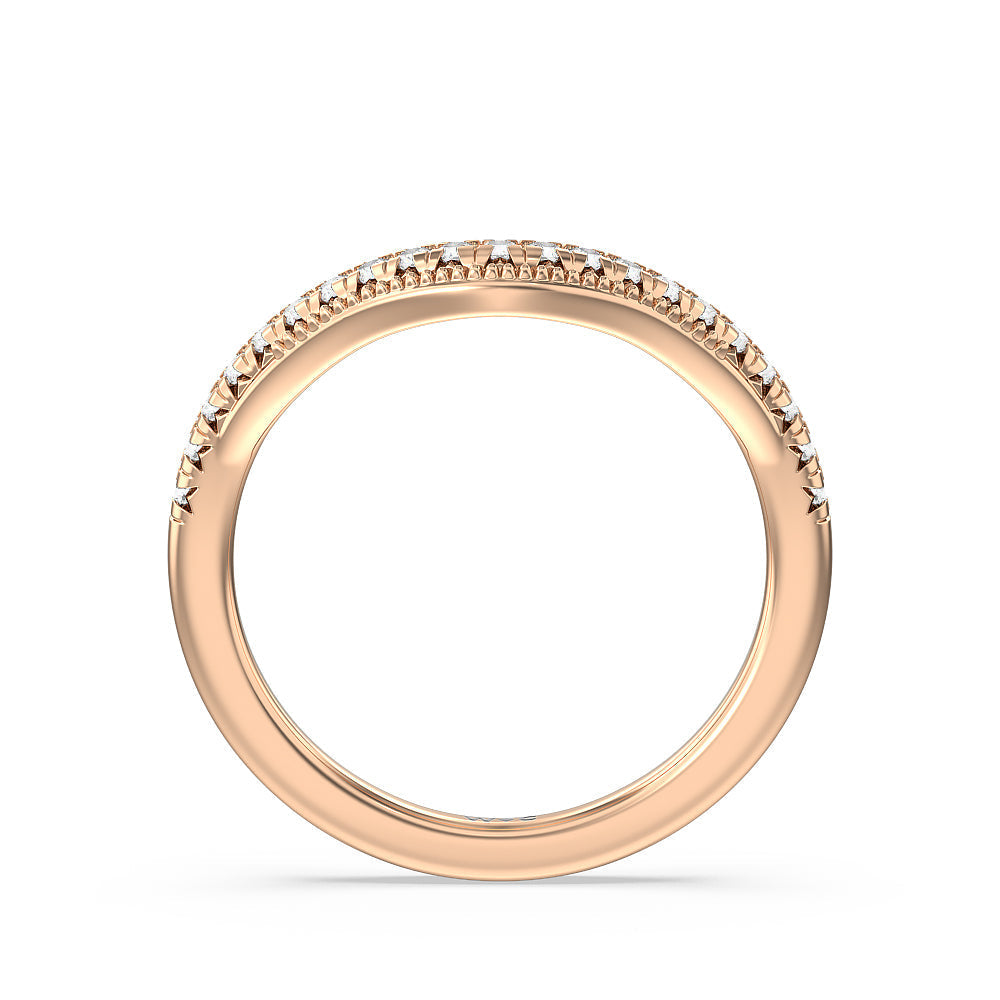 Crowning Glory Four Prong Solitaire Diamond Wedding Band with 18KT Rose Gold Cut Diamond in 14KT Rose Gold view 2

