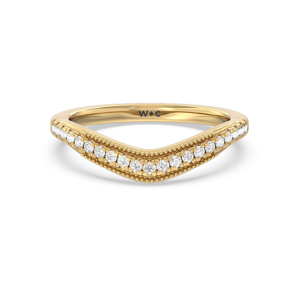 Crowning Glory Four Prong Solitaire Diamond Wedding Band with 18KT Yellow Gold Cut Diamond in 14KT Yellow Gold view 1
