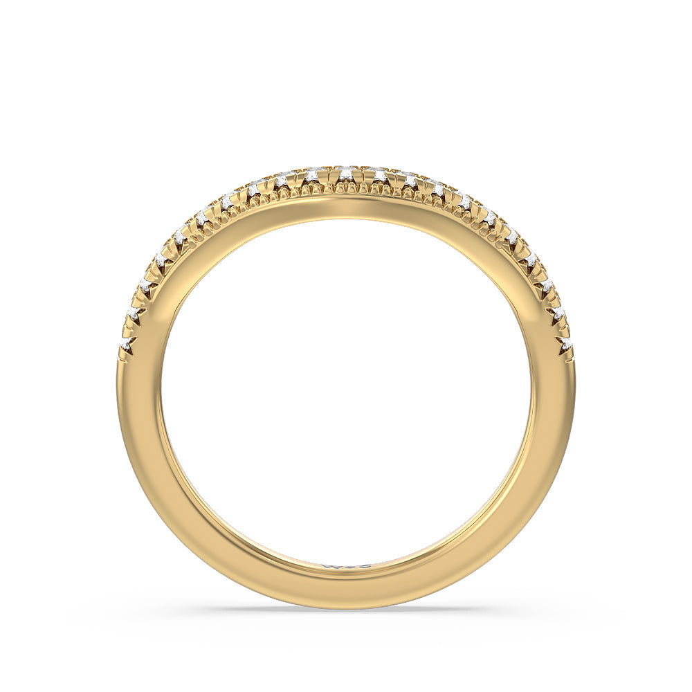 Crowning Glory Four Prong Solitaire Diamond Wedding Band with 18KT Yellow Gold Cut Diamond in 14KT Yellow Gold view 2
