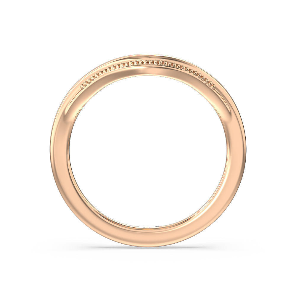 Crowning Glory Four Prong Solitaire Wedding Band with 18KT Rose Gold Cut Diamond in 14KT Rose Gold view 2
