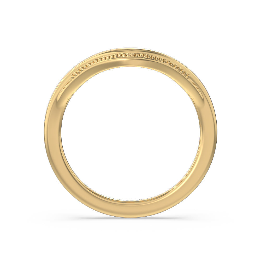 Crowning Glory Four Prong Solitaire Wedding Band with 18KT Yellow Gold Cut Diamond in 14KT Yellow Gold view 2
