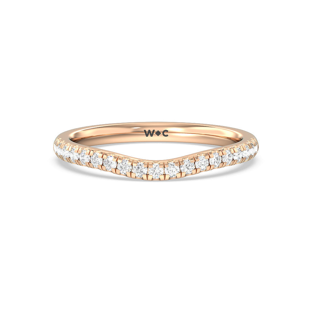 Three Stone Hidden Halo Cathedral Diamond Wedding Band with 18KT Rose Gold Cut Diamond in 14KT Rose Gold view 1
