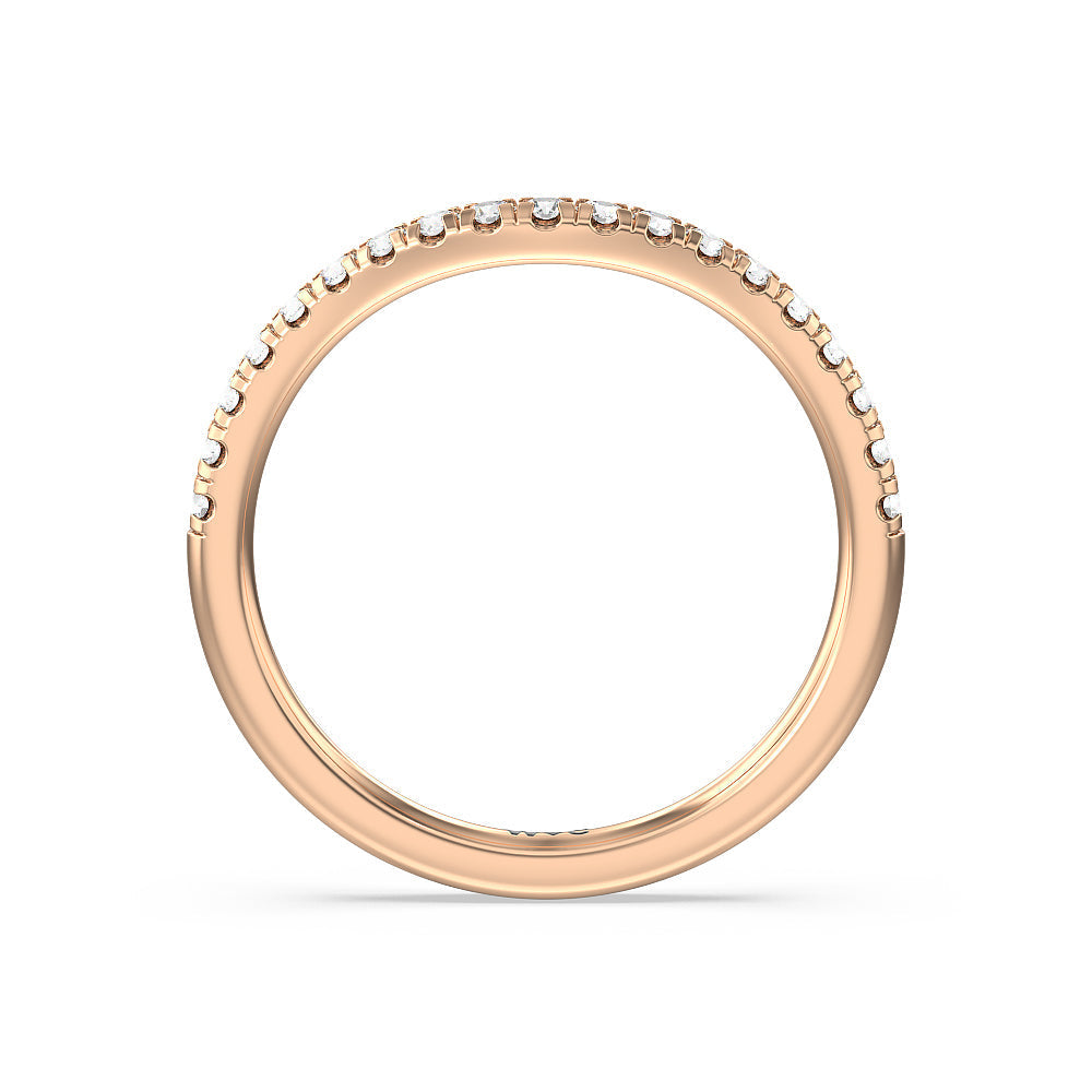 Three Stone Hidden Halo Cathedral Diamond Wedding Band with 18KT Rose Gold Cut Diamond in 14KT Rose Gold view 2
