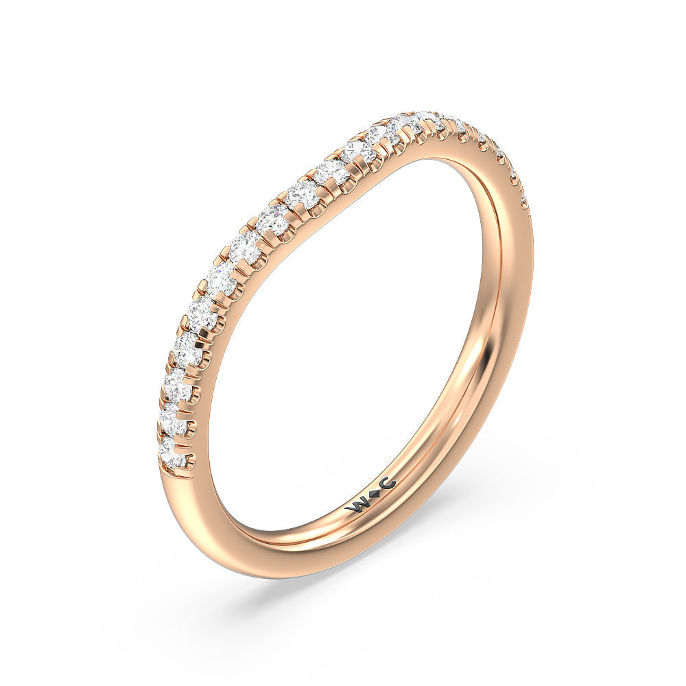 Three Stone Hidden Halo Cathedral Diamond Wedding Band with 18KT Rose Gold Cut Diamond in 14KT Rose Gold view 4
