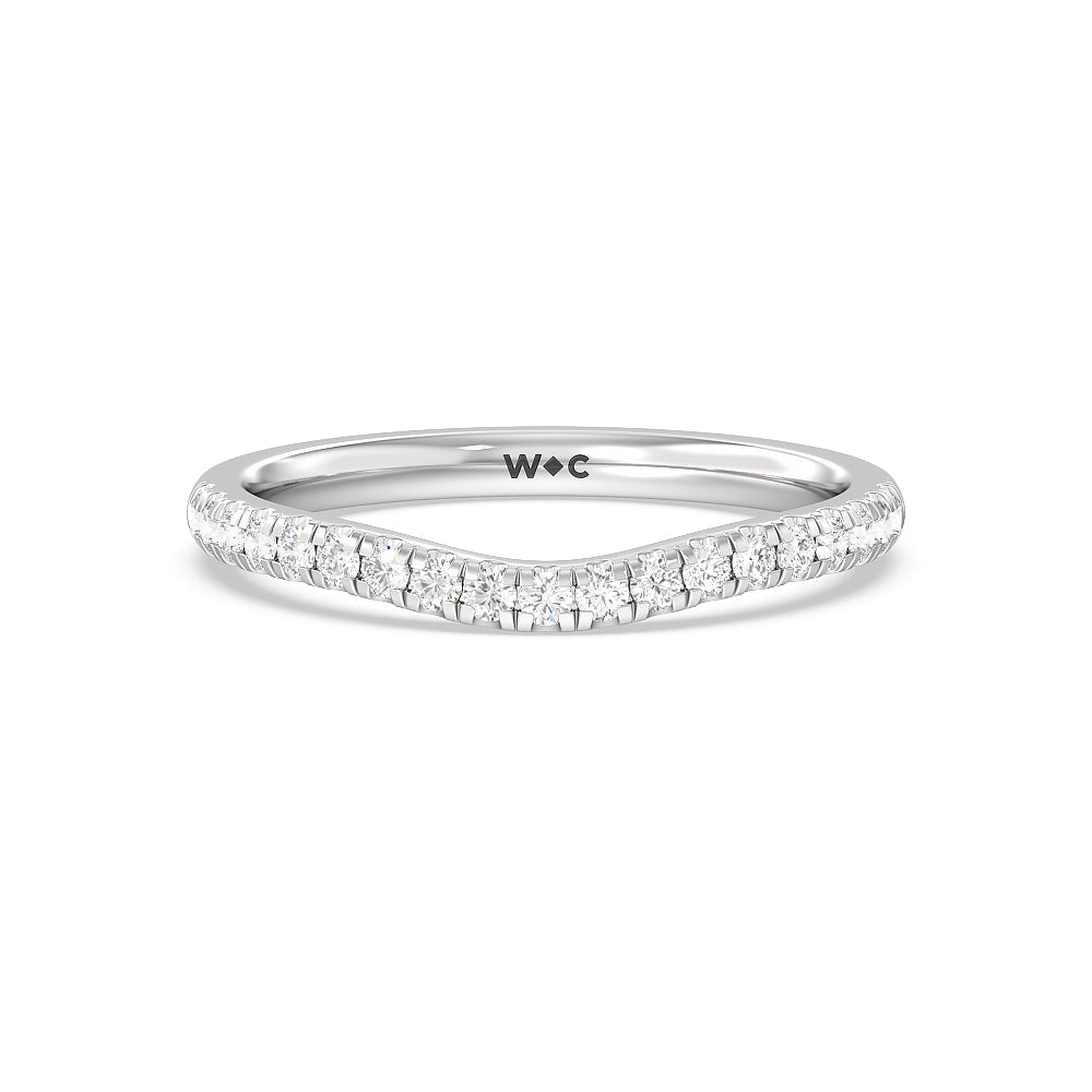 Three Stone Hidden Halo Cathedral Diamond Wedding Band with Platinum Cut Diamond in 14KT Platinum view 1
