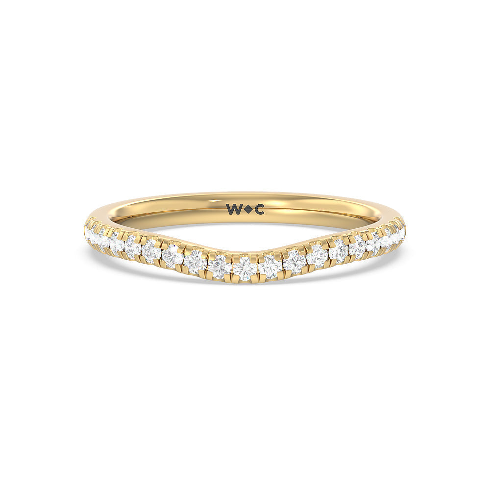 Three Stone Hidden Halo Cathedral Diamond Wedding Band with 18KT Yellow Gold Cut Diamond in 14KT Yellow Gold view 1
